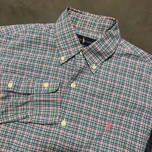 Ralph Lauren Plaid Button Down Long Sleeve Shirt Men's Small Blue Pink Green